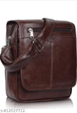 Men's casual crossbody sling bag, synthetic leather with shoulder strap