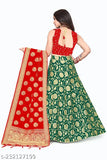 Soft Silk traditional wear Lehenga Choli set with Dupatta, semi-stitched in Banarasi Jacquard Silk, size upto 42 inches