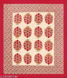 100 cotton double bed sheet, beige with red floral pattern.