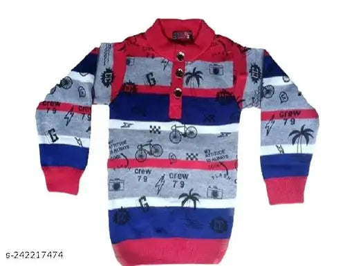 Acrylic striped long sleeve boys sweater, comfy for 2-12 years old children, India origin