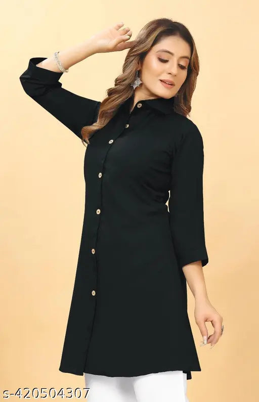 White crepe kurti & bottom set, stylish casual wear trendly set by RAJMATAS