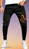 Black printed men's ankle length jeans with stretchable fabric, modern design