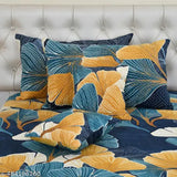 Sunshine Premium Glace Cotton 200 TC Double Bed King Size Bedsheet with 2 Quilted Pillow Covers and 2 Quilted Filled Cushions (90X100 Inches, Set of 5 Piece, Blue)