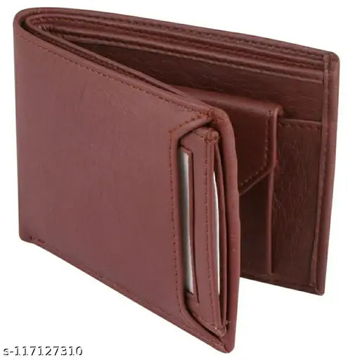 Classic world PU men's ATM card holder wallet, detachable stylish design. Solid, free size, 2 compartments for cards and coins. Ideal gift for men, husband, or friend. Made in India