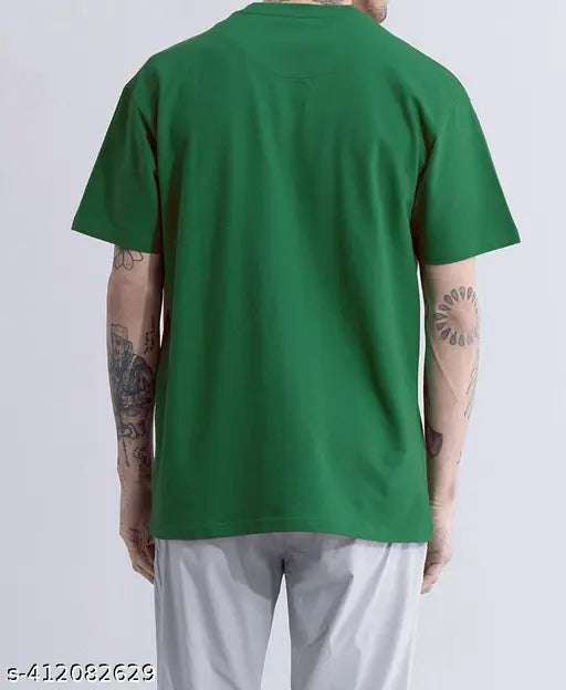 Green cotton oversized t-shirt women loose fit down shoulder baggy style