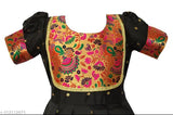 Black silk princess kids dress, Paithani round style with short sleeves. Ideal for birthdays and festivals