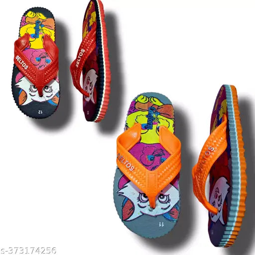 Multicolor rubber slippers, soft and comfortable, budget-friendly for kids (2-9 years), Indian origin