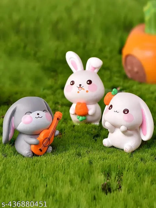 Multi-colored rabbit figurines set (9Shades 1), made from non-toxic poly resin. Perfect for home decor, craft projects, or unique gifts. Various poses and expressions, suitable for living room, office, garden, or photoshoot props