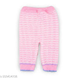 Woolen striped round neck sweater set with cap and booties for newborn babies - pink, warm & comfortable
