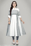 Black and white checkered pattern, long length, short sleeves, pure cotton anarkali kurta