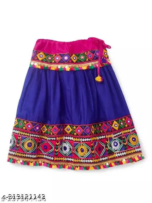 Cotton QAS lehenga & dupatta set, embroidered for kids (4-5yrs, 1-2yrs, 3-4yrs, 6-12mths, 2-3yrs), handcrafted in India