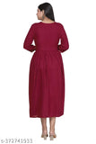 Rayon maroon kurta with three-quarter sleeves, solid design for women, Indian ethnic wear in sizes S, M, L, XL, XXL