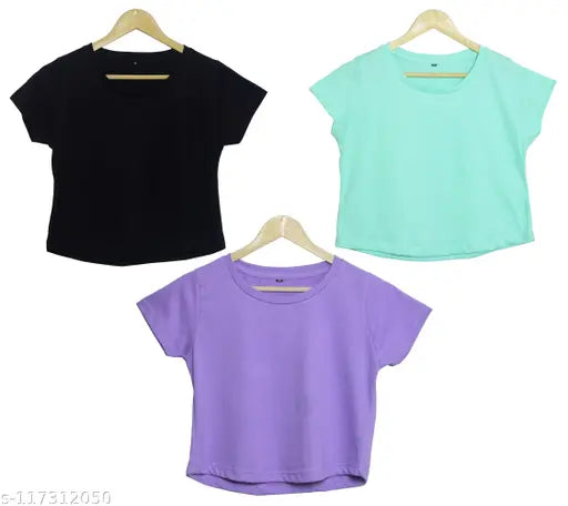 Greenblack Purple rib-knit cotton crop top with cap sleeves, casual style and high low hem