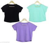 Greenblack Purple rib-knit cotton crop top with cap sleeves, casual style and high low hem