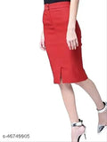 Red skirt, midi length, sleeveless, zip closure