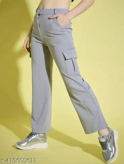 Grey cargo pants for women