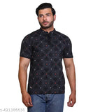 Cotton three-color print polo neck casual t-shirt by PROFIRE OUTFIT, short sleeves, latest design for men's summer wear