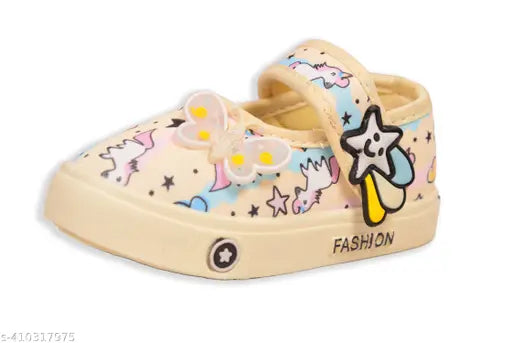 Casual stylish mesh applique yellow girls belly, soft TPR sole for protective, snug fit footwear