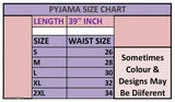 Printed pyjamas in assorted colors and styles, for womens and girls, from size small to extra large