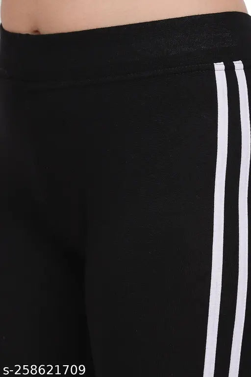 Striped cotton blend yoga jeggings, stylish activewear from India