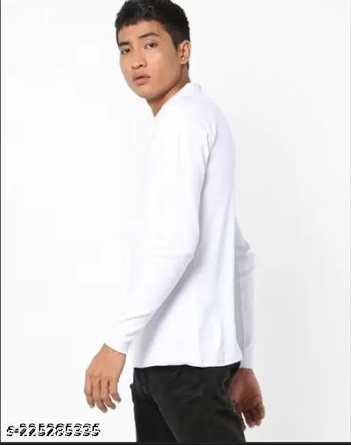 Striped polyester full sleeve round neck graphic printed T-shirt for men, India origin