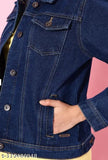 Trendy denim women's jacket 2023, solid color, short sleeves - size S (bust 36in, length 20in), made in India