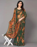 Chiffon sari, floral print, unstitched running blouse, women's designer wear, new arrivals