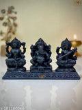 Black idol set of three - Lakshmi, Ganesh, Saraswati - for home decoration or gifting