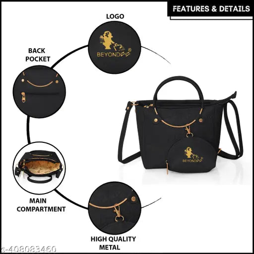 Black and gold striped shoulder bag with coin purse, high-quality material, suitable for casual and formal wear