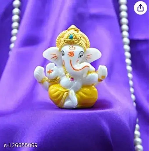 Handcrafted Ganesha idol, premium polyresin, modern spiritual showpiece for home decor, car dashboard, or office gift (5cm x 5cm x 5cm)