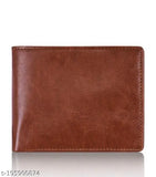 Brown faux leather men's wallet with ultra-strong stitching, 2 secret pockets, and coin compartment