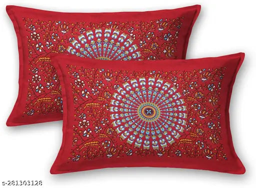 Maroon Jaipuri Print Cotton Double Bed Sheets - Luxurious and breathable, ideal for summer seasons