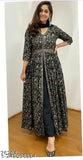 Quality assured embroidered kurti gown with dupatta bottom, Indian ethnic wear for women and girls in sizes M-XXL, three-quarter sleeves