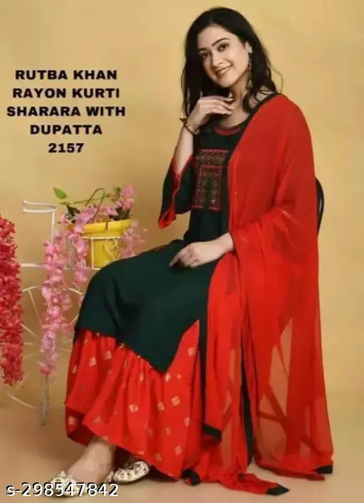 Women's dupatta set, vibrant red color, lightweight material