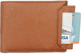 Tan PU Men's Wallet with 5 Compartments, solid pattern, free size (9cm x 12cm), compact and durable leather feel, perfect for gifting