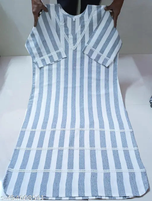 White and Grey Cotton Straight Kurta with Afghani Salwar