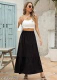 Black skirt with ruffled hem, short sleeves top