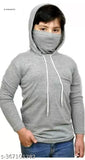 DRESNRAC Edition Solid Plain Stylish Hood Boy's T-shirt With Mask | Cotton Blend, Full Sleeves| Multi Size Sweatshirt Pack Of 1