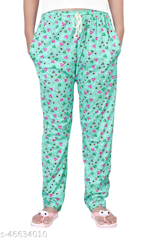 Heart print women's pajamas, size S to 2XL