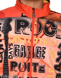 This is an image of a Naughteez Boys themed combo set. It features a vibrant hoodie with a graphic design and matching shorts, showcasing a bold summer style