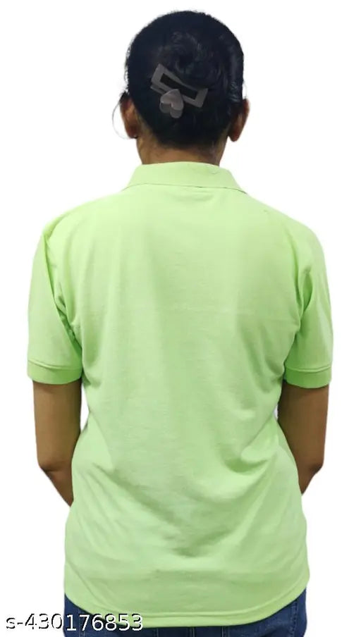 Ferozi green color limited style collar t- shirts for women and girls