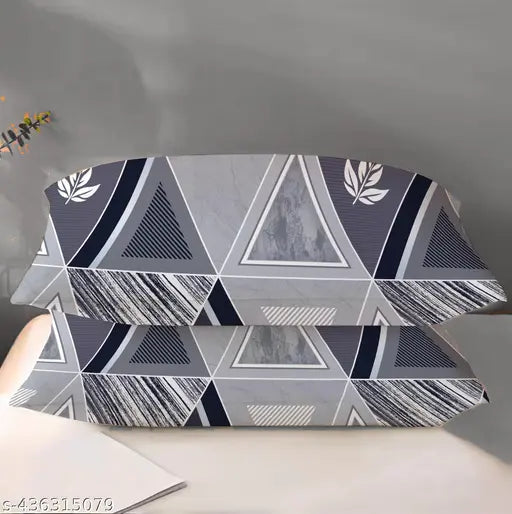 Geometric pattern, microfiber fitted double bedsheet with 2 pillow covers by BAANI - Ideal for summer, adult bedroom