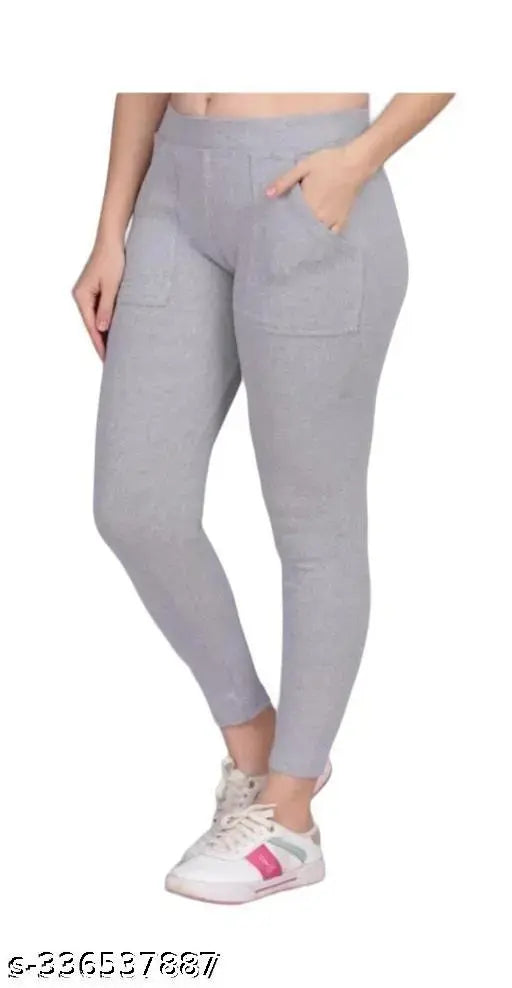 Solid Lycra pocket yoga jegging for women's gym wear, high waist and ankle length, best workout clothes for plus size. Made in India