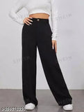 Girl in high-waisted black trousers