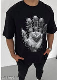 Oversized men's cotton t-shirt in vibrant red with half sleeves, offering comfortable and versatile wear for casual style