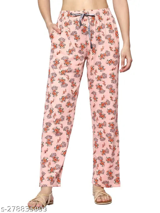 Pink floral print pants