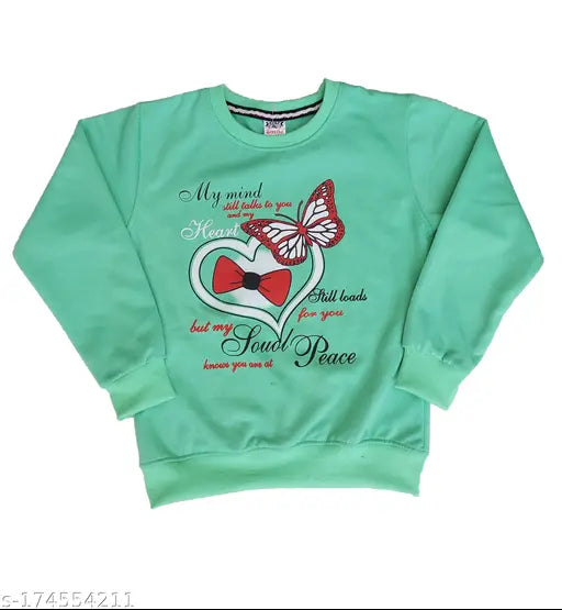 Kids Girls winter fleece round neck vol71, printed cotton, long sleeve fleece for chilly days
