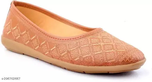 Brown synthetic leather Jaipuri embroidered belly juttis for women's party or outdoor outfits