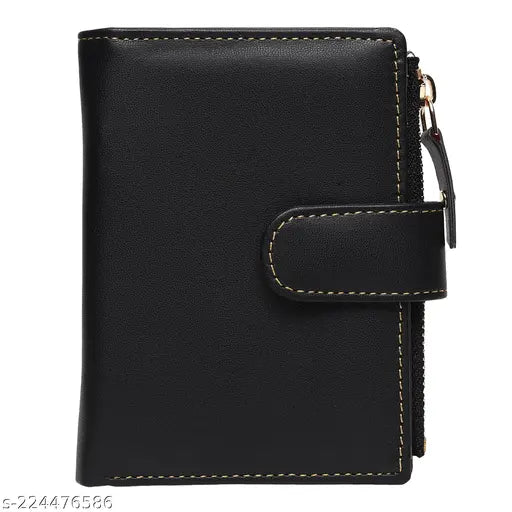 Black leather zip wallet with multiple card slots