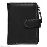 Black leather zip wallet with multiple card slots